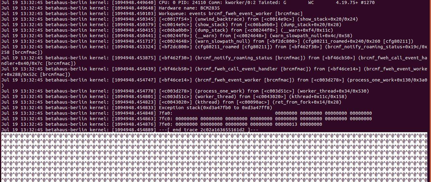 Kernel log at freeze